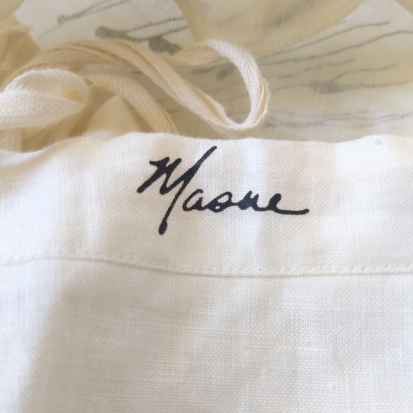 Designs by MASUE Ivory Linen Screen Print Shorts - Picture 6 of 6